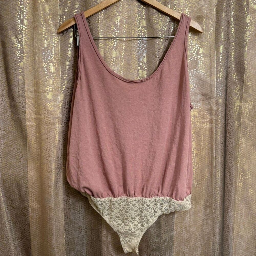 Free People Sydney Dusty Rose Mauve Oversized Tank Top Bodysuit Medium
